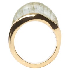 Anello con goccia SU in oro 18k e acquamarina Grande