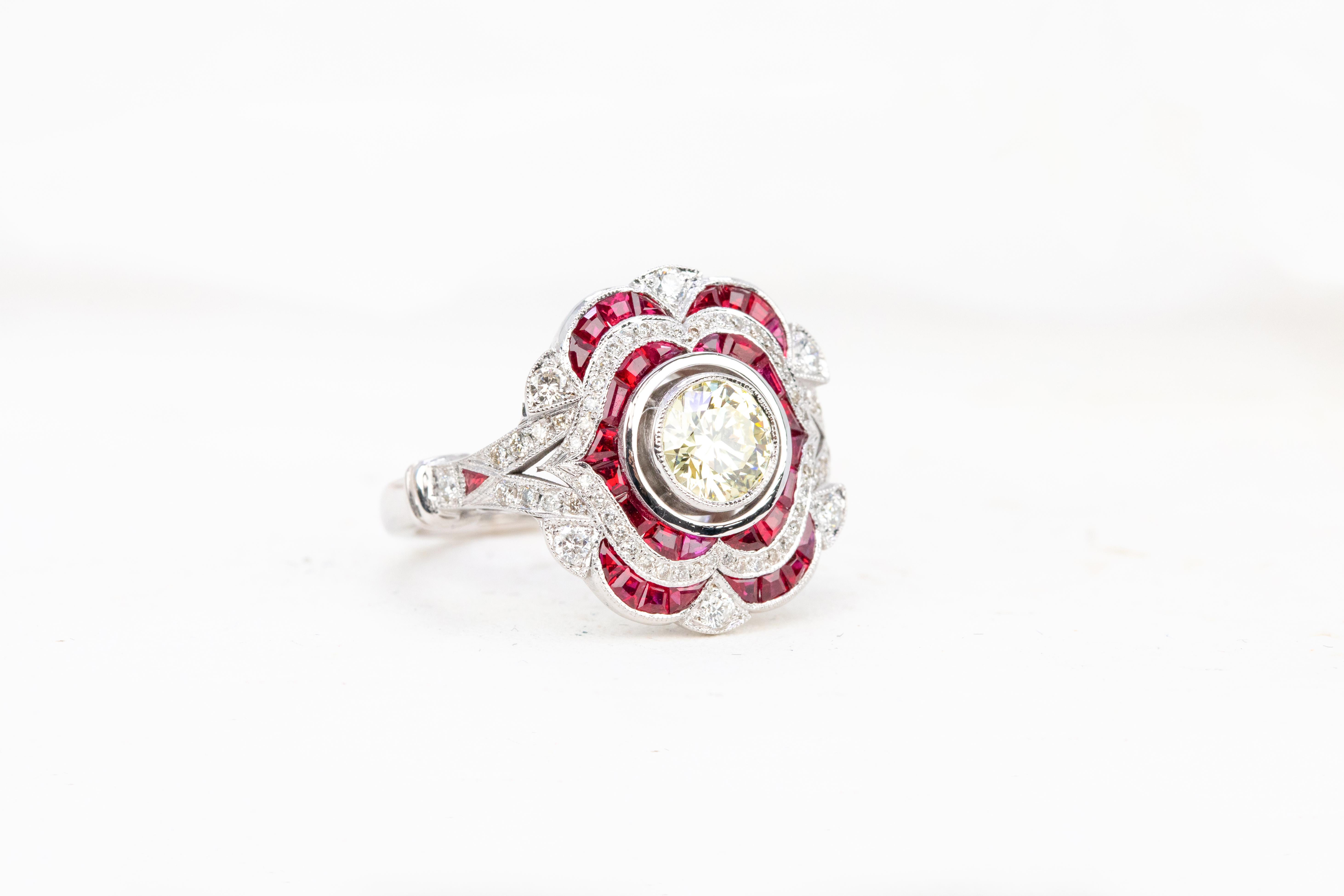 18K Gold Art Deco 0.75 ct. Diamond and Ruby Cocktail Ring

This ring was made with quality materials and excellent handwork. I guarantee the quality assurance of my handwork and materials. It is vital for me that you are totally happy with your