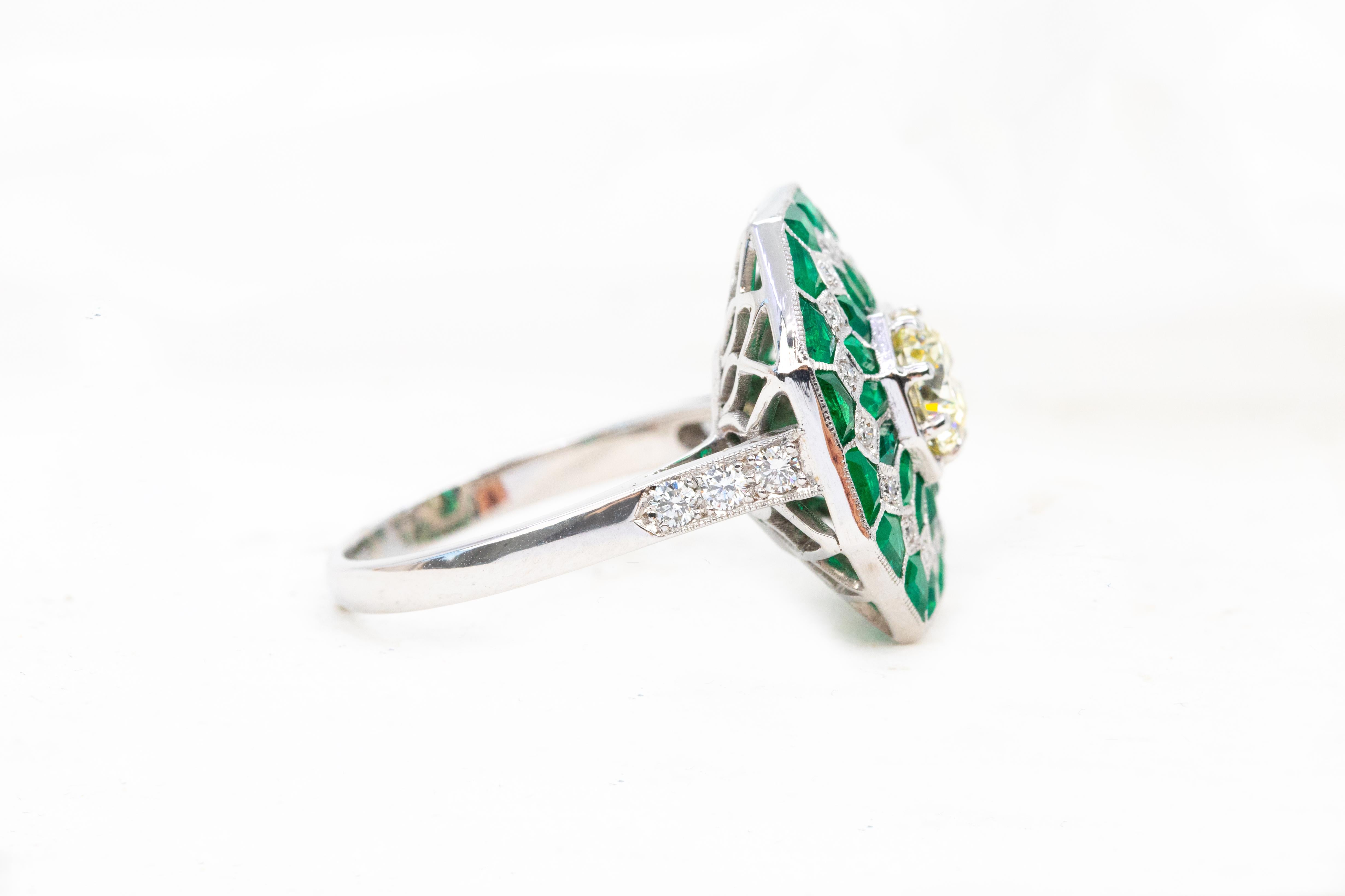 18K Gold Art Deco 1.05 ct. Diamond and Emerald Cocktail Ring

This ring was made with quality materials and excellent handwork. I guarantee the quality assurance of my handwork and materials. It is vital for me that you are totally happy with your
