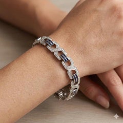 18k Gold Art Deco Armband mit Diamanten und Saphiren 23.8g