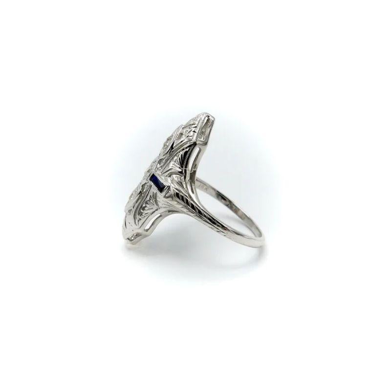 Women's 18K Gold Art Deco Diamond and Sapphire Heart Ring