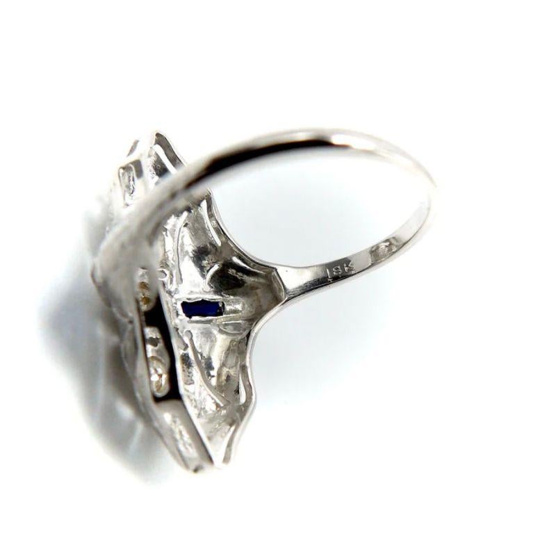 18K Gold Art Deco Diamond and Sapphire Heart Ring 1