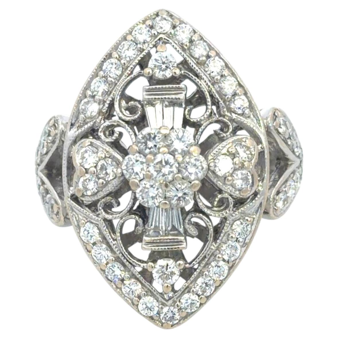 18k Gold Art Deco Diamond Ring 0.65ct VS1 Clarity 8.3g