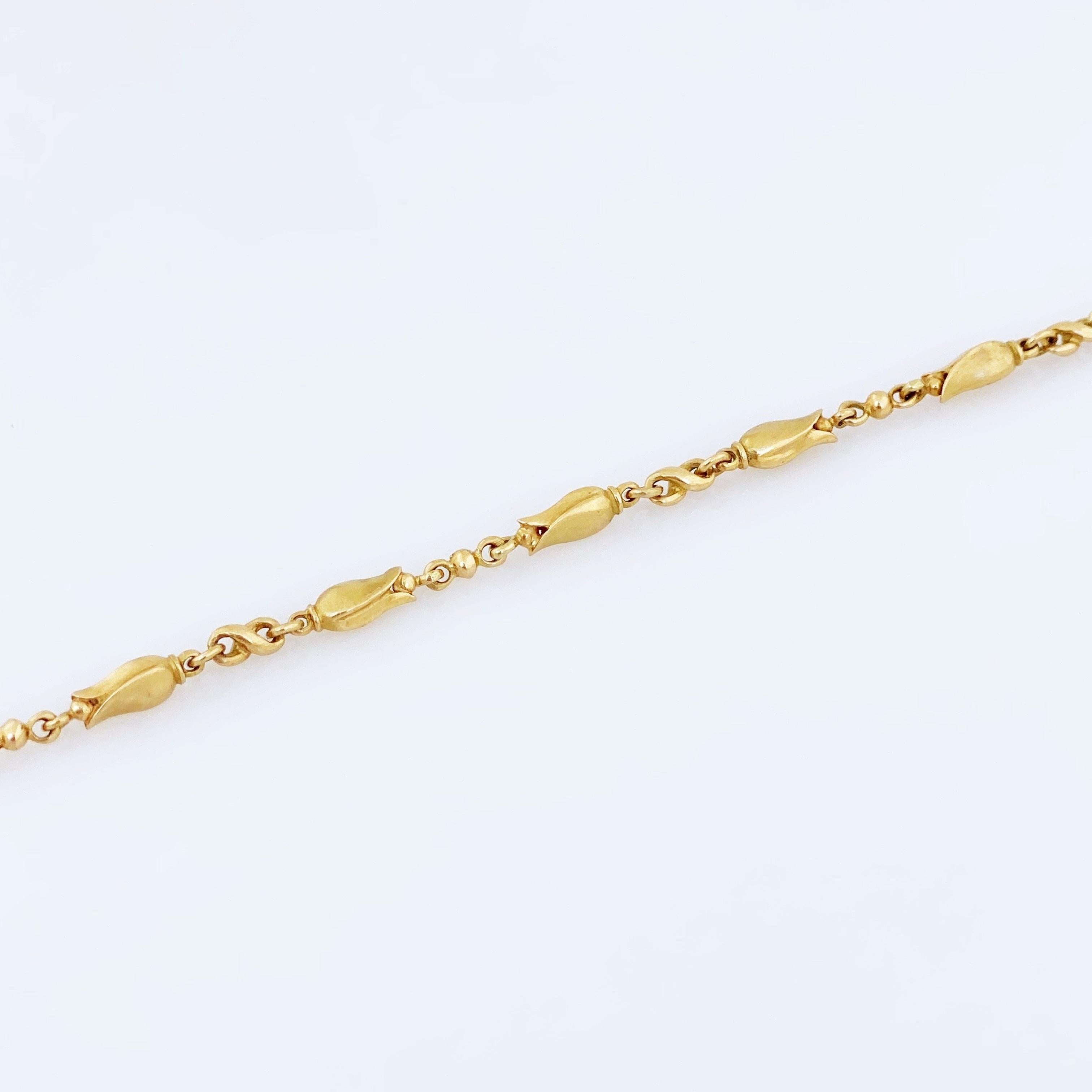 18 Karat Gold Jugendstil Tulpenblumen-Gliederarmband von Georg Jensen, 1960er Jahre im Zustand „Gut“ in McKinney, TX