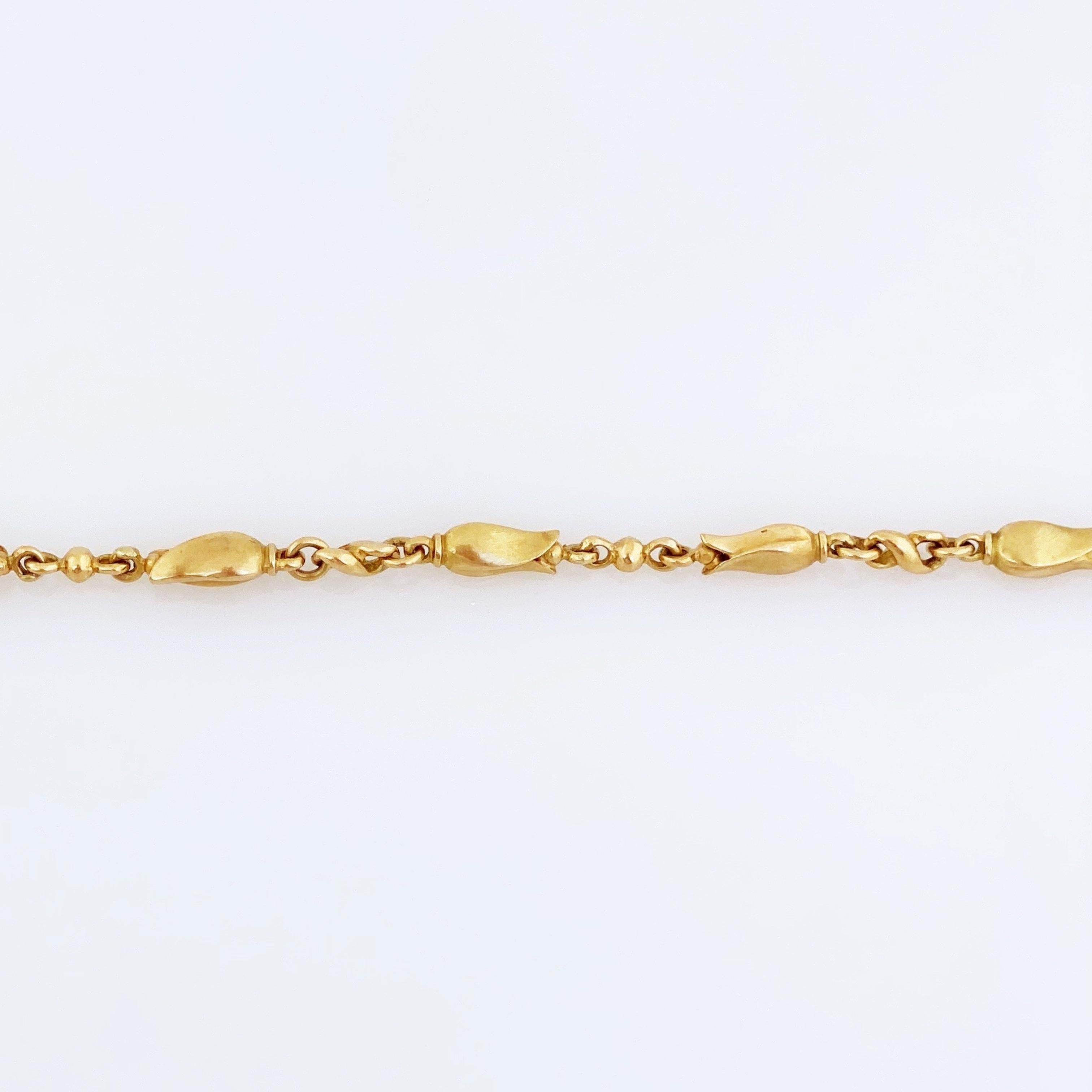18k Gold Art Nouveau Tulip Flower Link Bracelet by Georg Jensen, 1960s In Good Condition In McKinney, TX