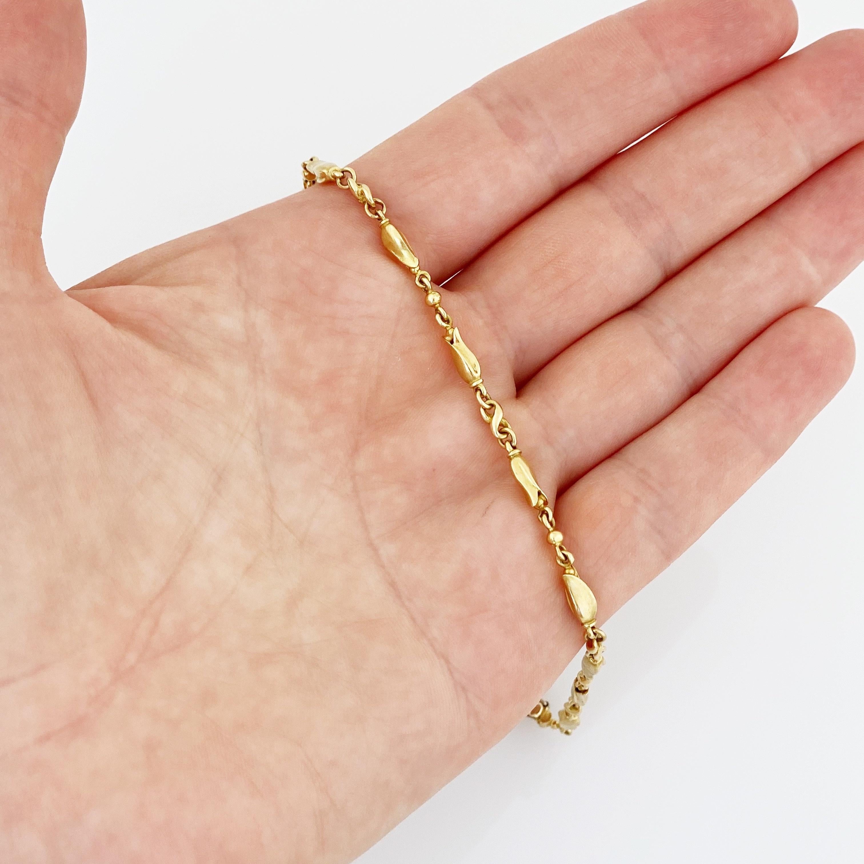 Bracciale a maglie con fiore di tulipano in oro 18k di Georg Jensen, anni '60 3