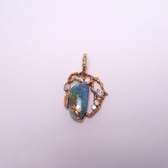 18k Gold Art Opal Pendant with Japanese Gold Painting Technology