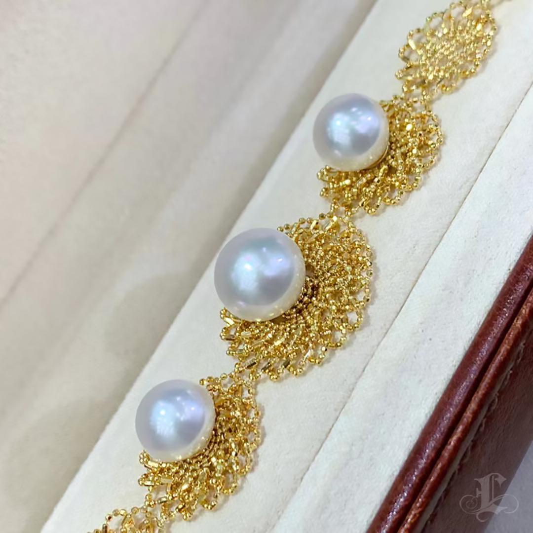 【Crown Radiance】Golden Lace Aurora South Sea Pearl Bracelet For Sale 2