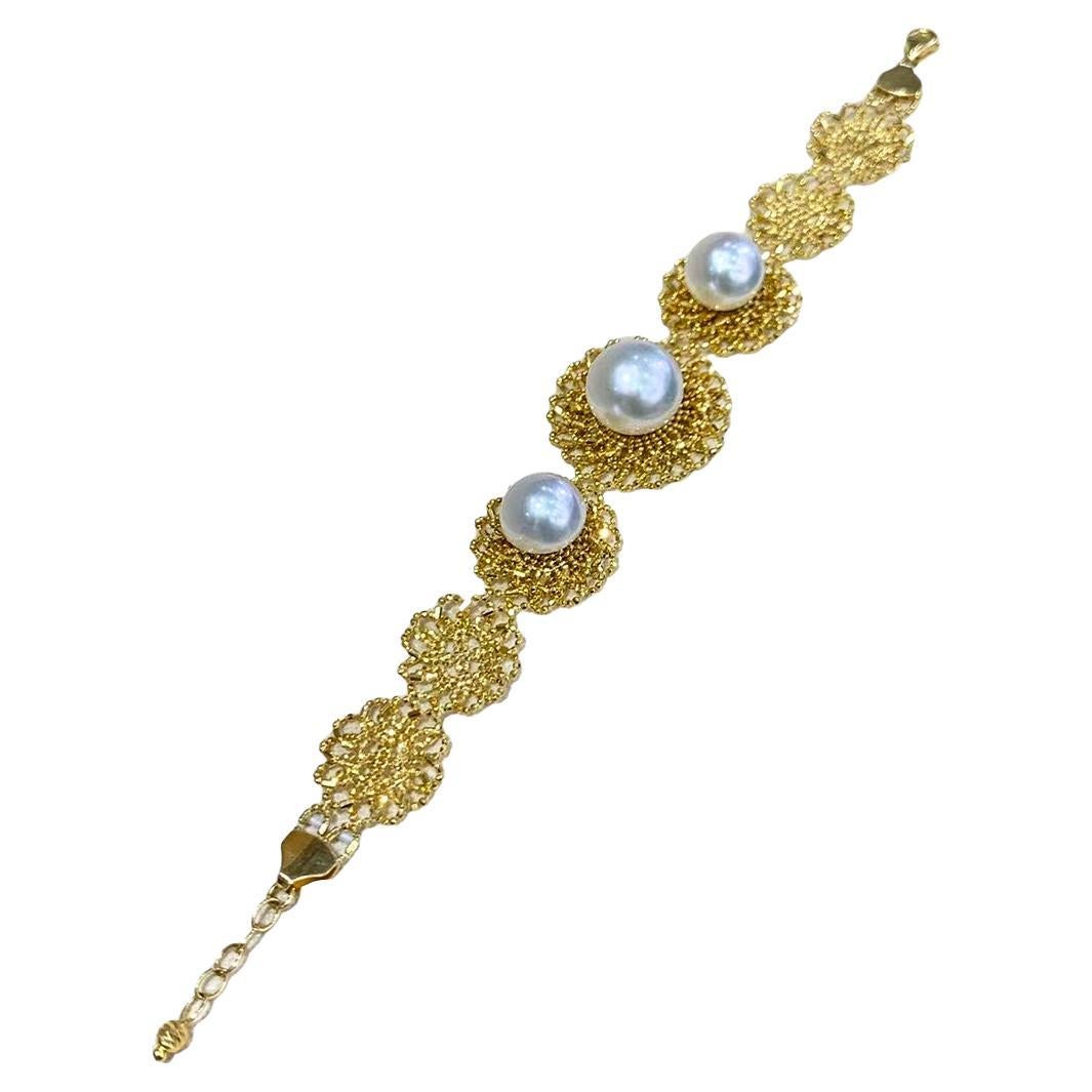 【Crown Radiance】Golden Lace Aurora South Sea Pearl Bracelet