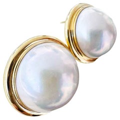 PSL Aurora 19-20mm Pendientes Cúpula Perla Mabe Oro 18K