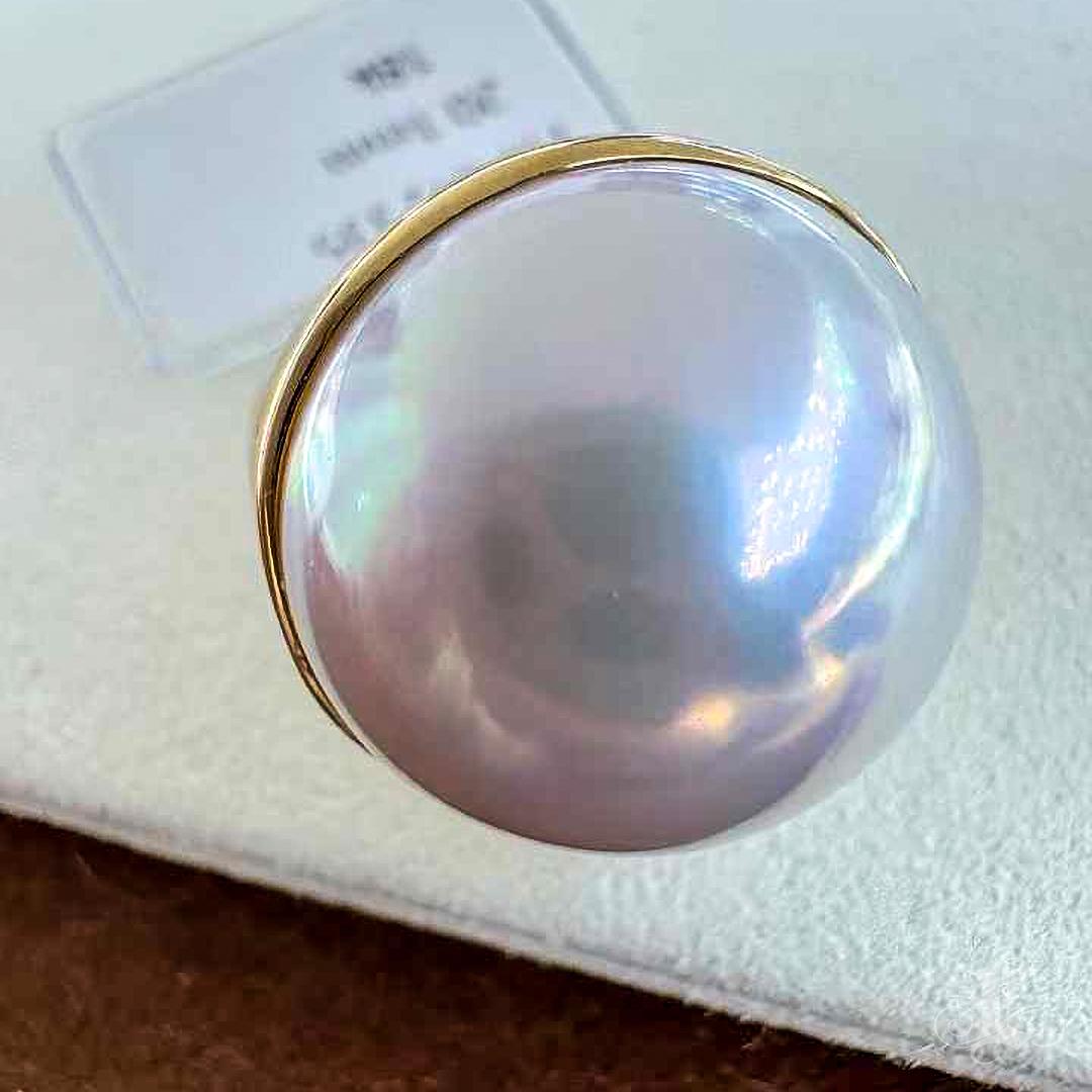 PSL Certificate Aurora 20mm Mabe Pearl Classic Ring with 18K Gold 1