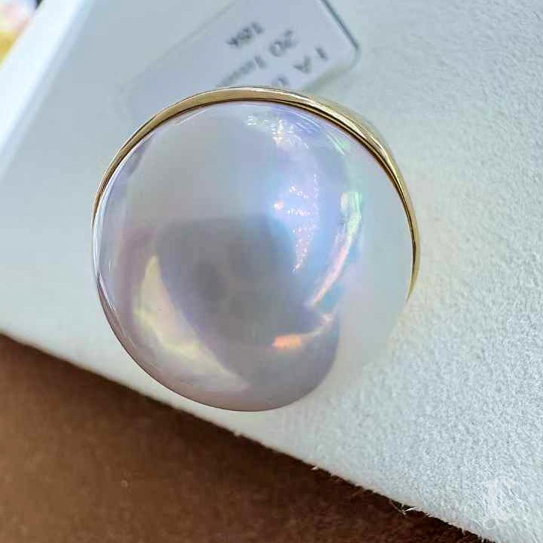PSL Certificate Aurora 20mm Mabe Pearl Classic Ring with 18K Gold 3