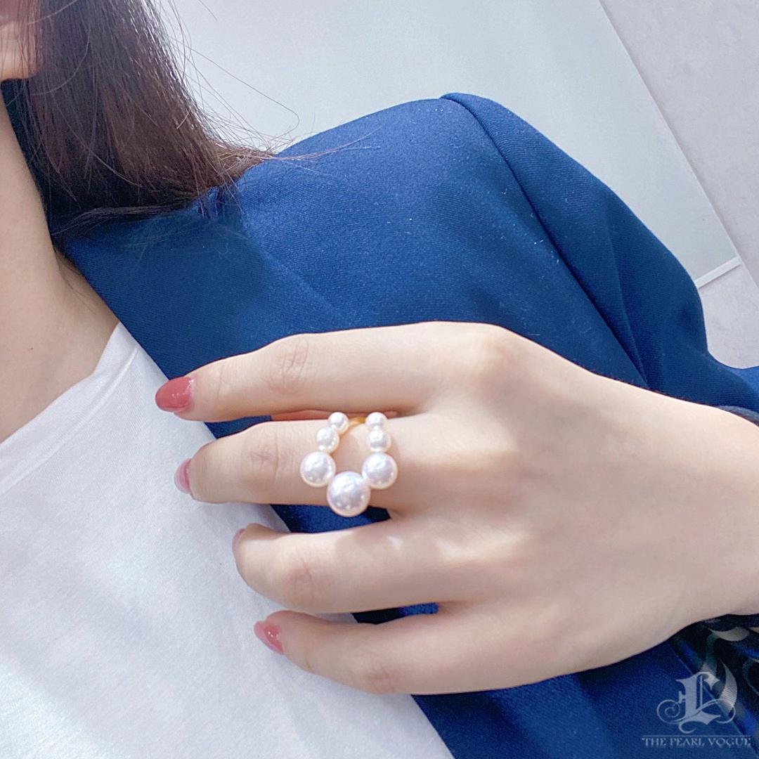 【Sculpted Geometry】Bubble Cluster Aurora Akoya Perle Cocktail Ring im Zustand „Neu“ im Angebot in New York, NY