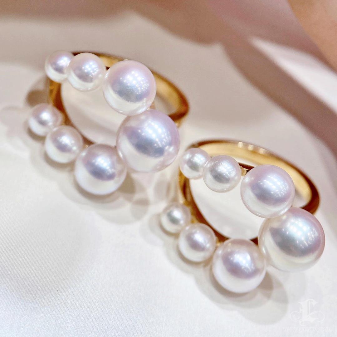 【Sculpted Geometry】Bubble Cluster Aurora Akoya Perle Cocktail Ring Damen im Angebot