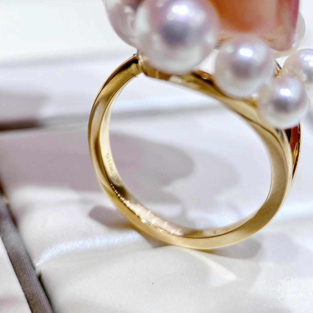 【Sculpted Geometry】Bubble Cluster Aurora Akoya Perle Cocktail Ring im Angebot 2