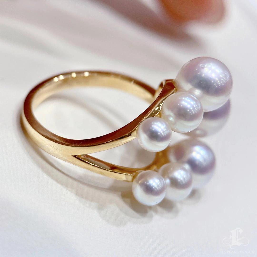【Sculpted Geometry】Bubble Cluster Aurora Akoya Perle Cocktail Ring im Angebot 3