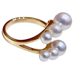 【Sculpted Geometry】Bubble Cluster Aurora Akoya Pearl Cocktail Ring