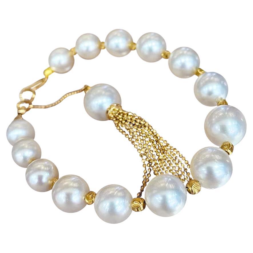 Aurora South Sea Pearl & Gold Tassel Bracelet