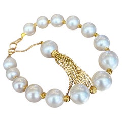 Aurora South Sea Pearl & Gold Tassel Bracelet