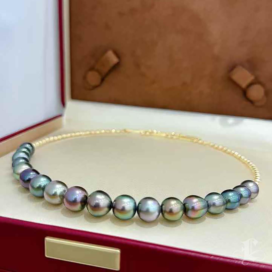 Collana con collare di perle di Tahiti multicolore Aurora con chiusura magnetica in vendita 4