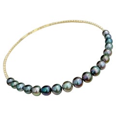 Collana con collare di perle di Tahiti multicolore Aurora con chiusura magnetica