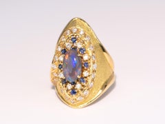 18K Gold Australian Black Opal Ring Yuzo Kiriyama Japanese Designer Sapphire