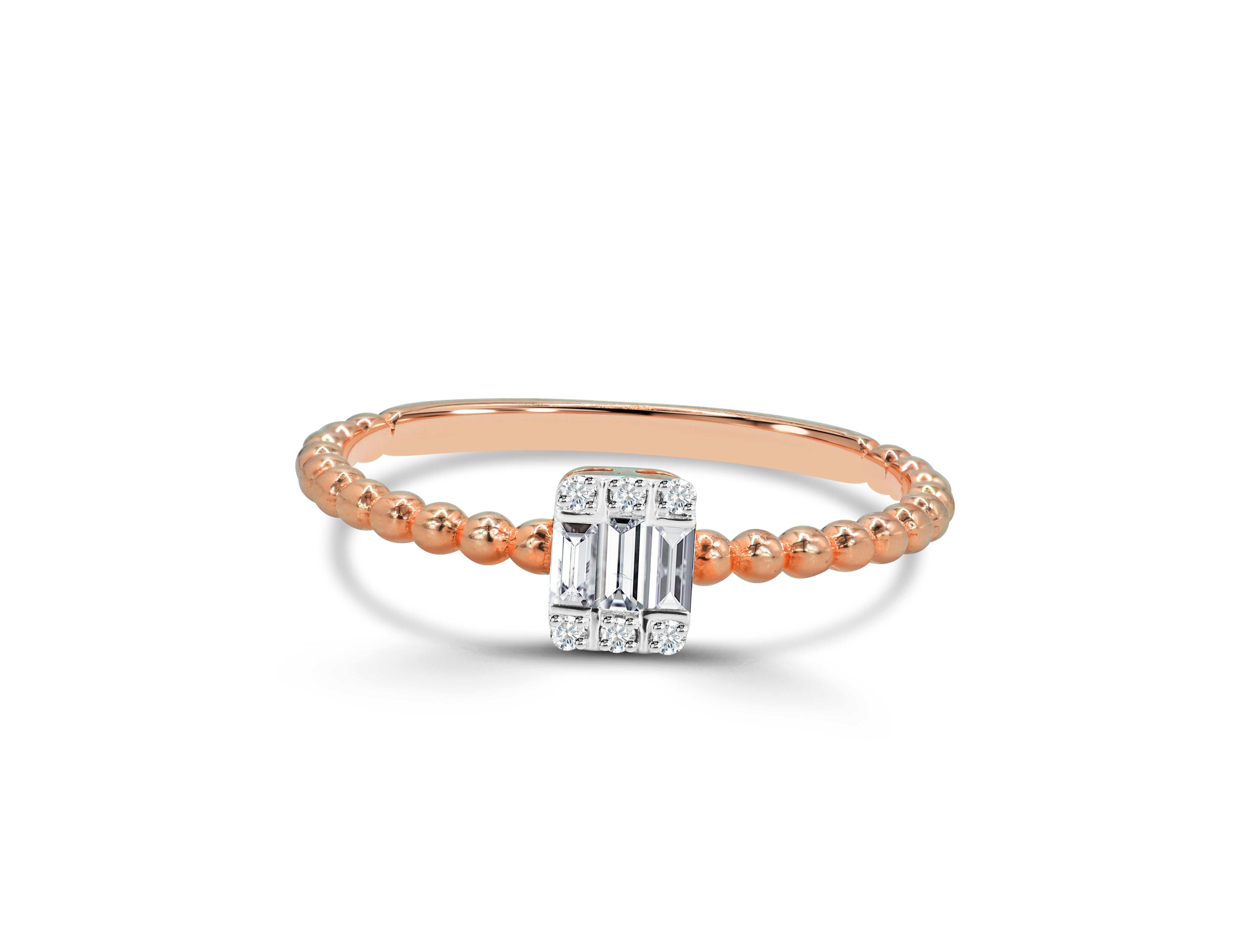 For Sale:  18k Gold Baguette Baguette Diamond Ring Square Diamond Ring Wedding Ring 2