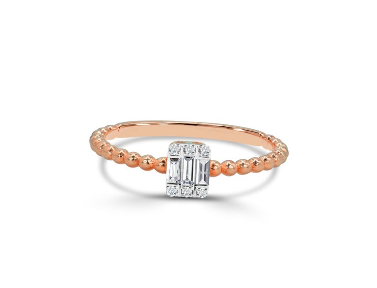 Customizable 18k Gold Baguette Baguette Diamond Ring Square Diamond