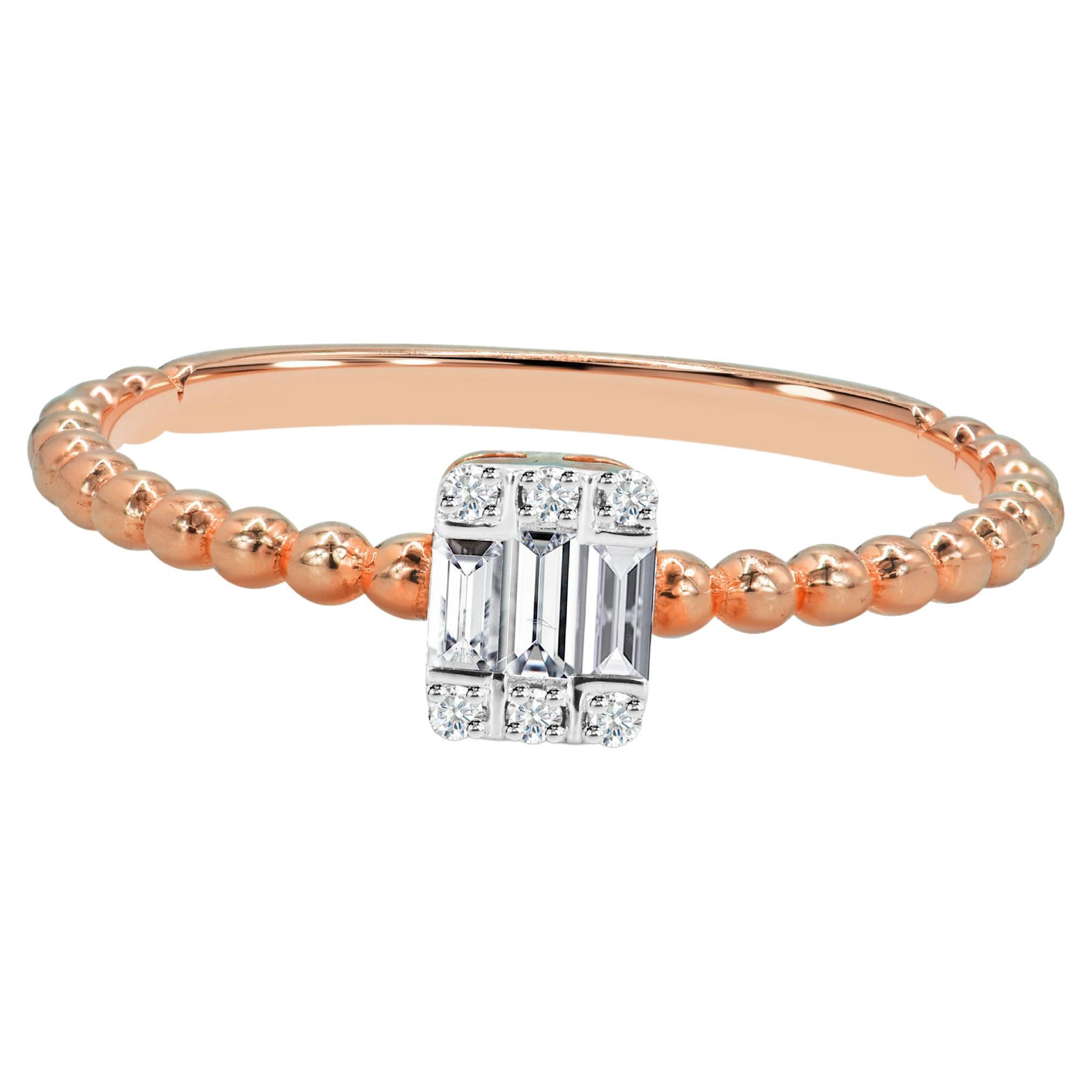 18 Karat Gold Baguette Diamant-Ring Quadratischer Diamant-Ring