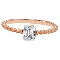 18 Karat Gold Baguette Diamant-Ring Quadratischer Diamant-Ring