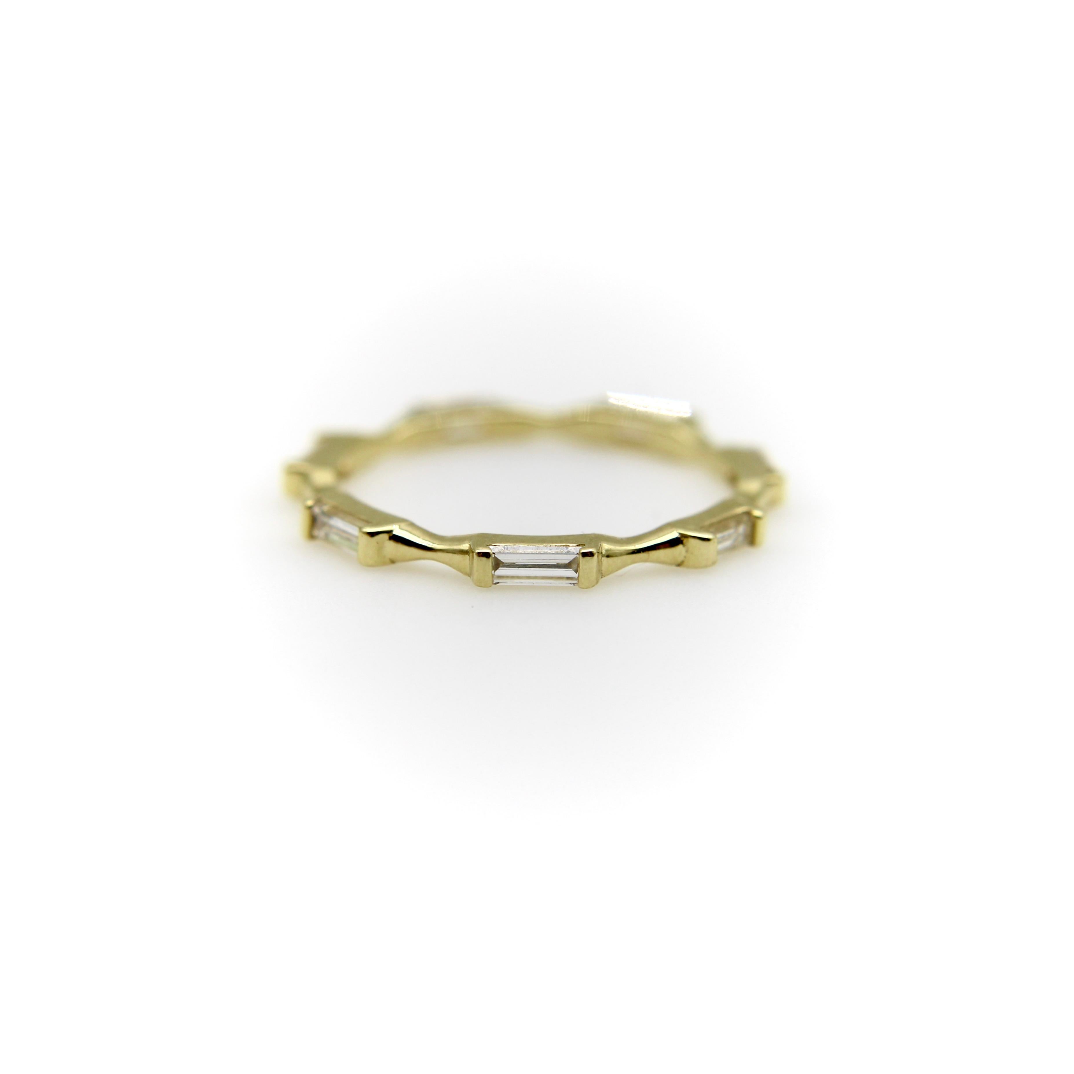 Contemporary 18K Gold Baguette Diamond Eternity Band  For Sale