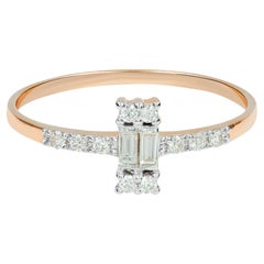 18 Karat Gold Baguette-Diamant-Ring Baguette-Ehering Minimalistischer Ring
