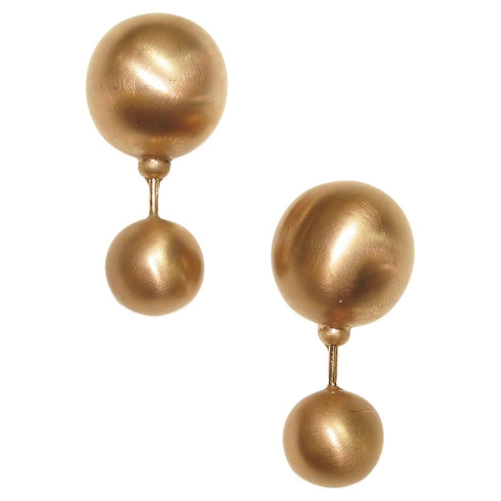 18k Gold Ball Tunnel Earring For Sale