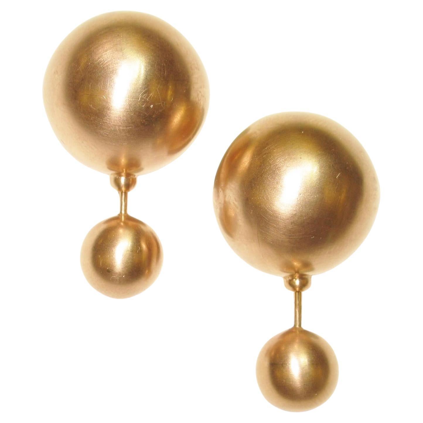 18k Gold Balls Tunnel Earring For Sale