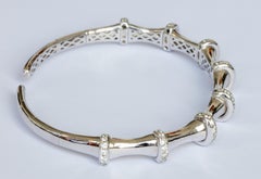 18k Gold Bamboo Bracelet with F VSI Color Diamonds