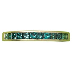 18K Gold Band Ring with Blue Diamonds