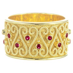 18K Gold Band Ring with Rubies