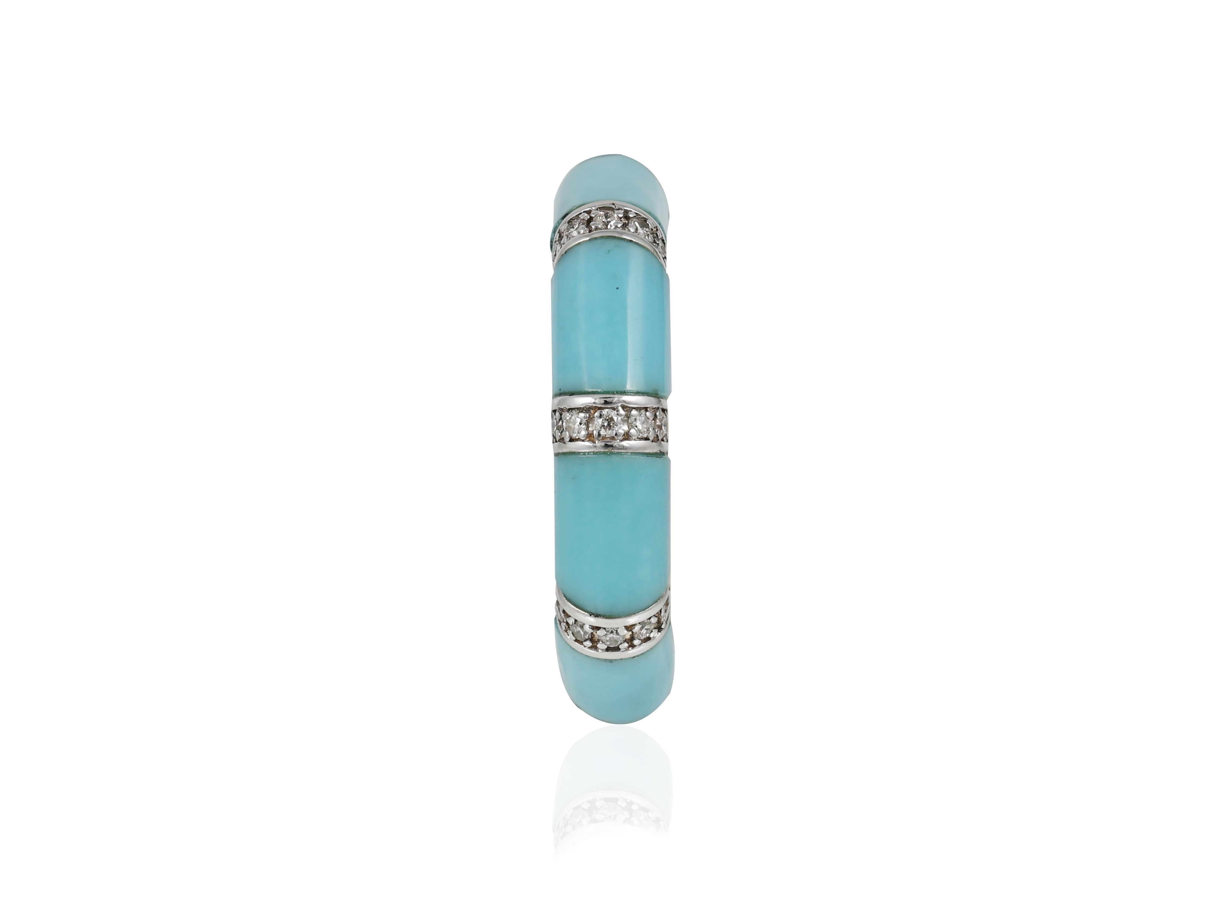 18K gold band set with Turquoise and diamonds For Sale 1