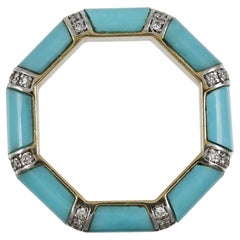 18K gold band set with Turquoise and diamonds