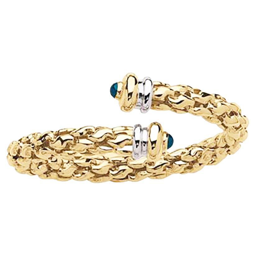 18k Gold Bangle & Sapphire Lucky One For Sale