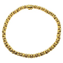 18K Gold Barrel Link Necklace