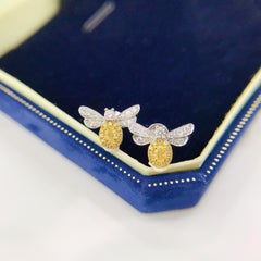 18K Gold Bee-Inspired Stud Earrings with Natural Yellow Diamonds