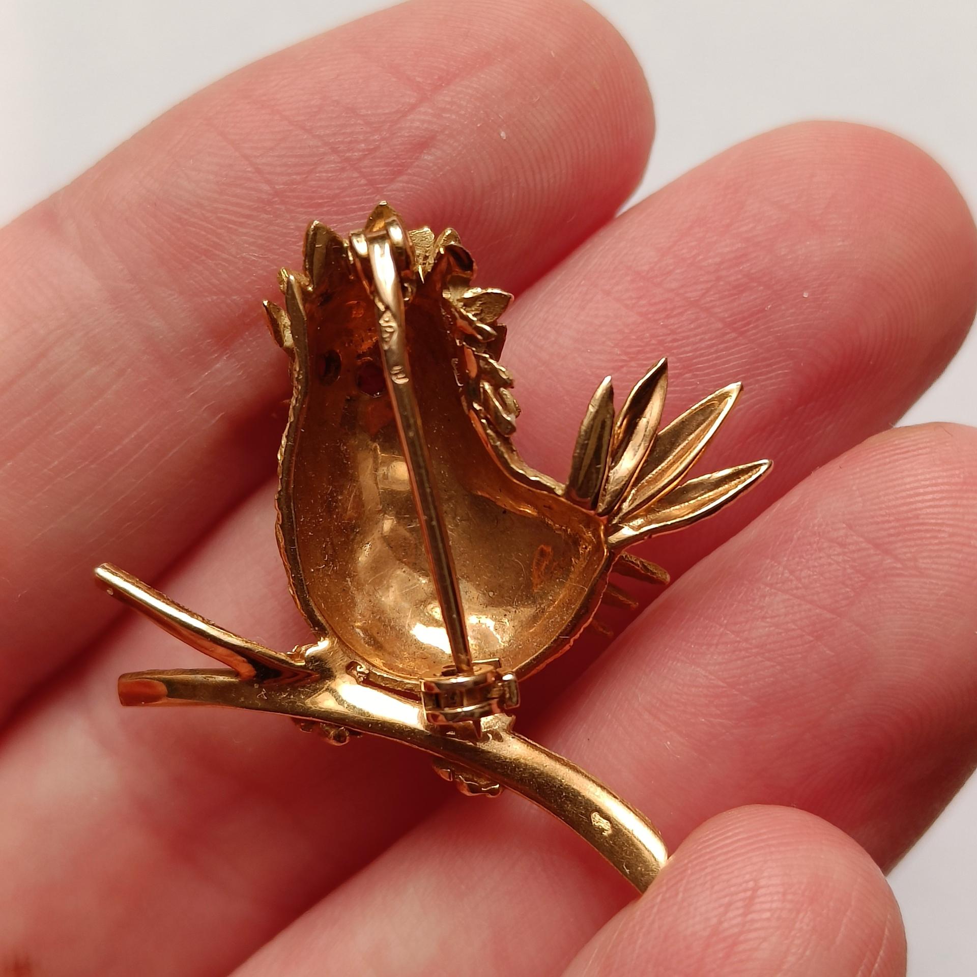 18k Gold Bird Brooch Pin - Vintage Animal Gold Brooch - Adolphe Chretien, France For Sale 2