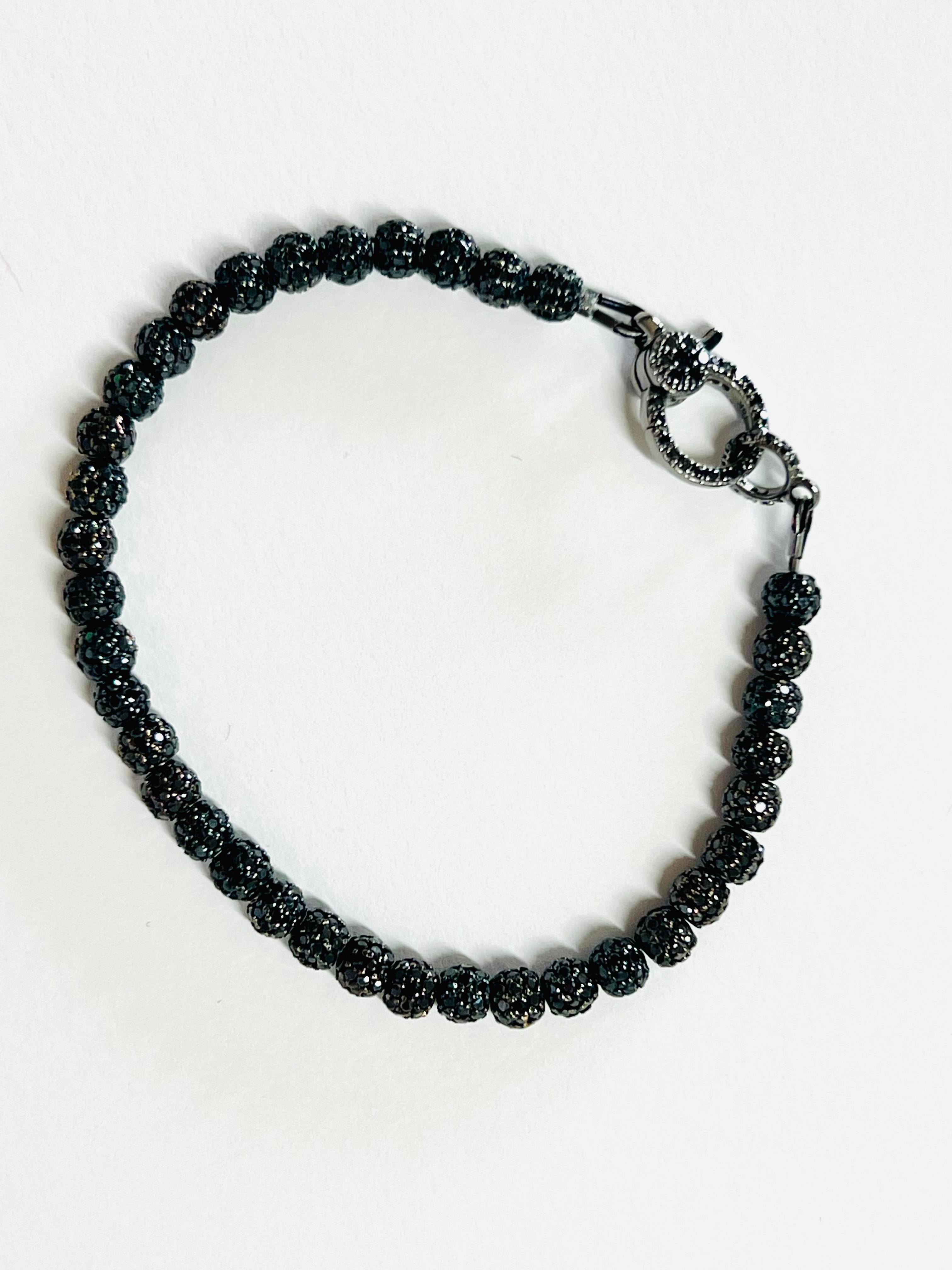 Taglio brillante Bracciale tennis in oro rodiato nero 18 carati con 6,5 carati di diamanti neri incrostati