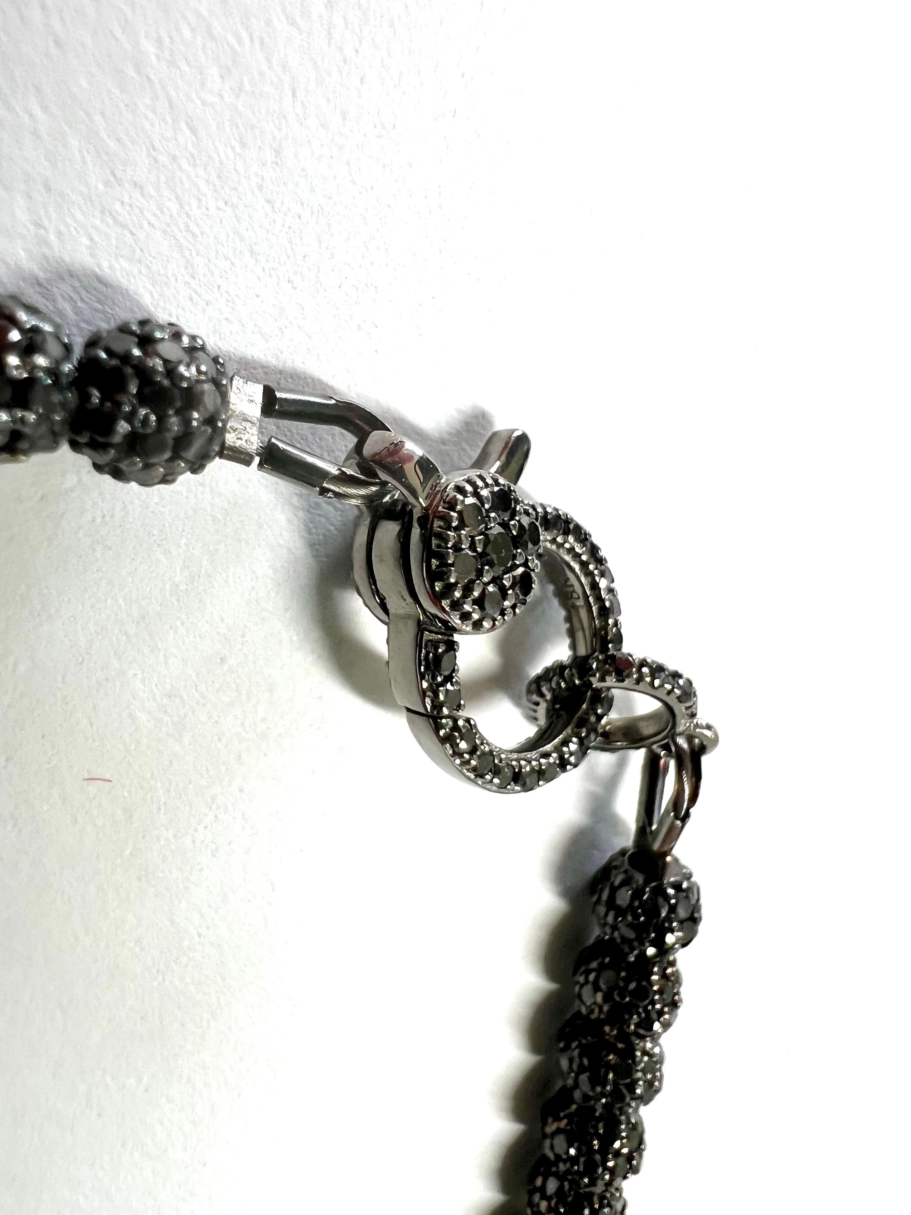 Bracciale tennis in oro rodiato nero 18 carati con 6,5 carati di diamanti neri incrostati In condizioni Nuovo a Boostedt, SH