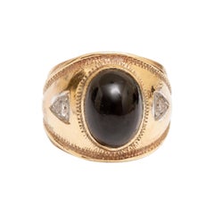 18k Gold Black Onyx and Diamond Ring