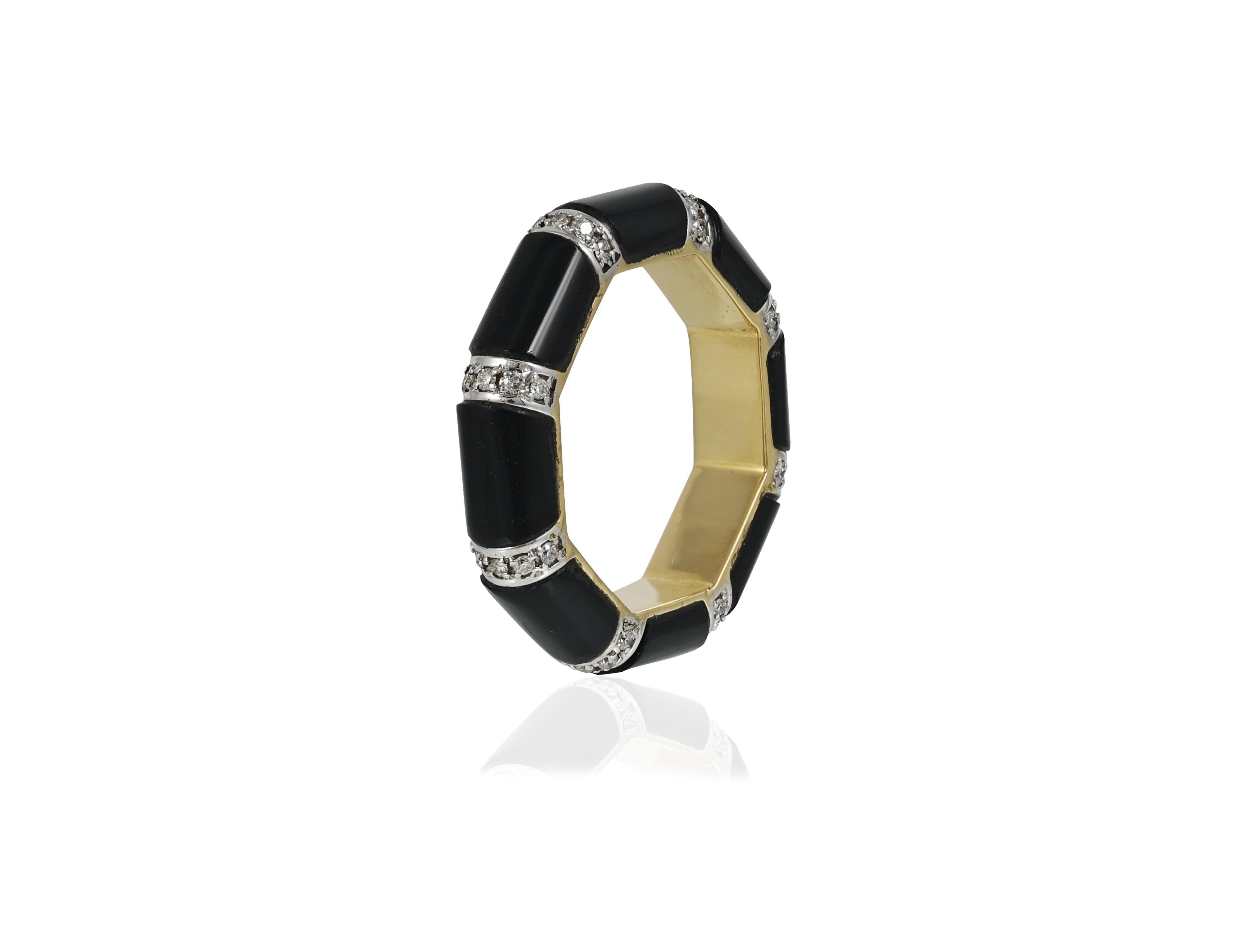 18K gold black onyx band with diamonds For Sale 1