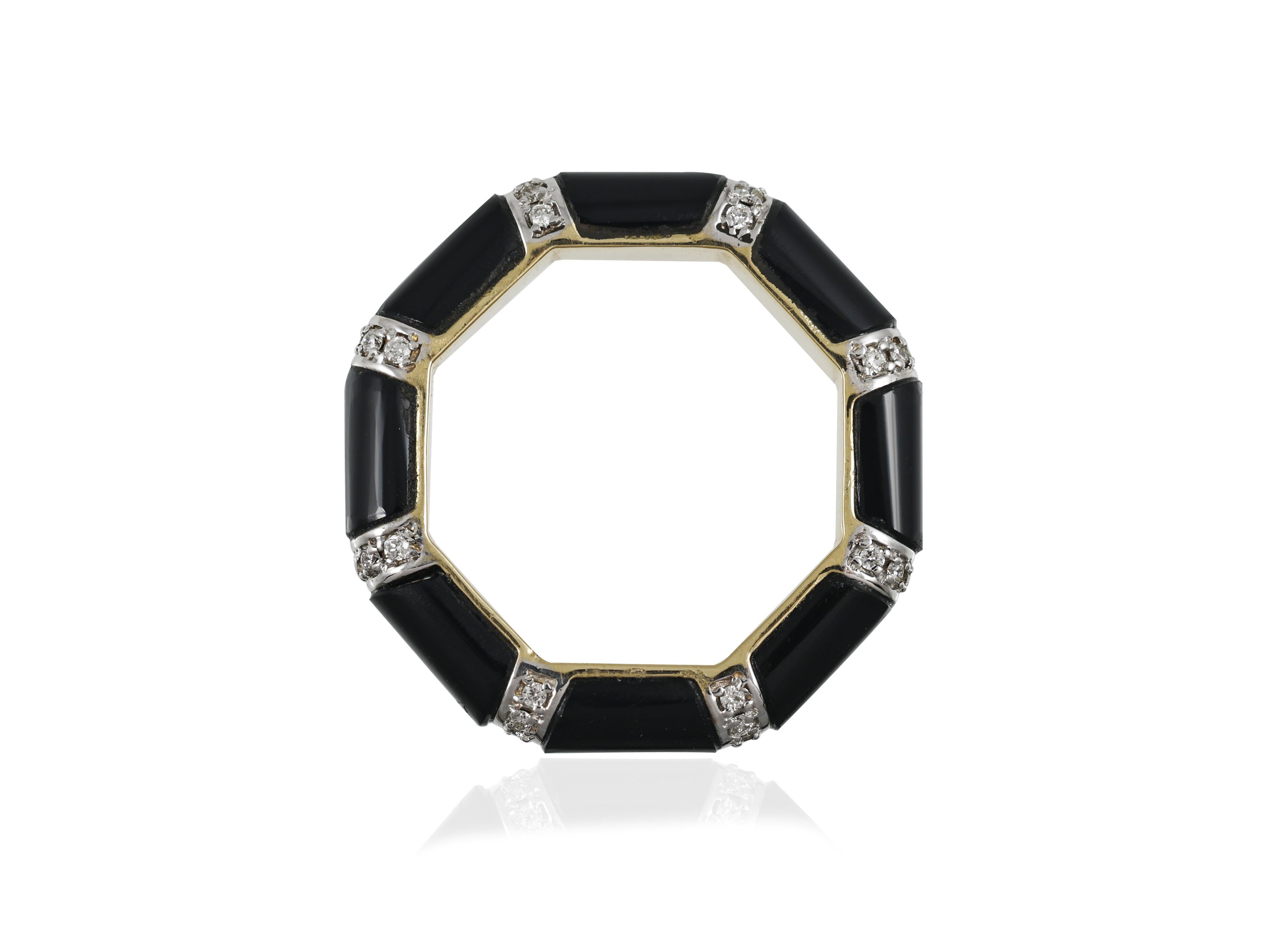 18K gold black onyx band with diamonds For Sale 2