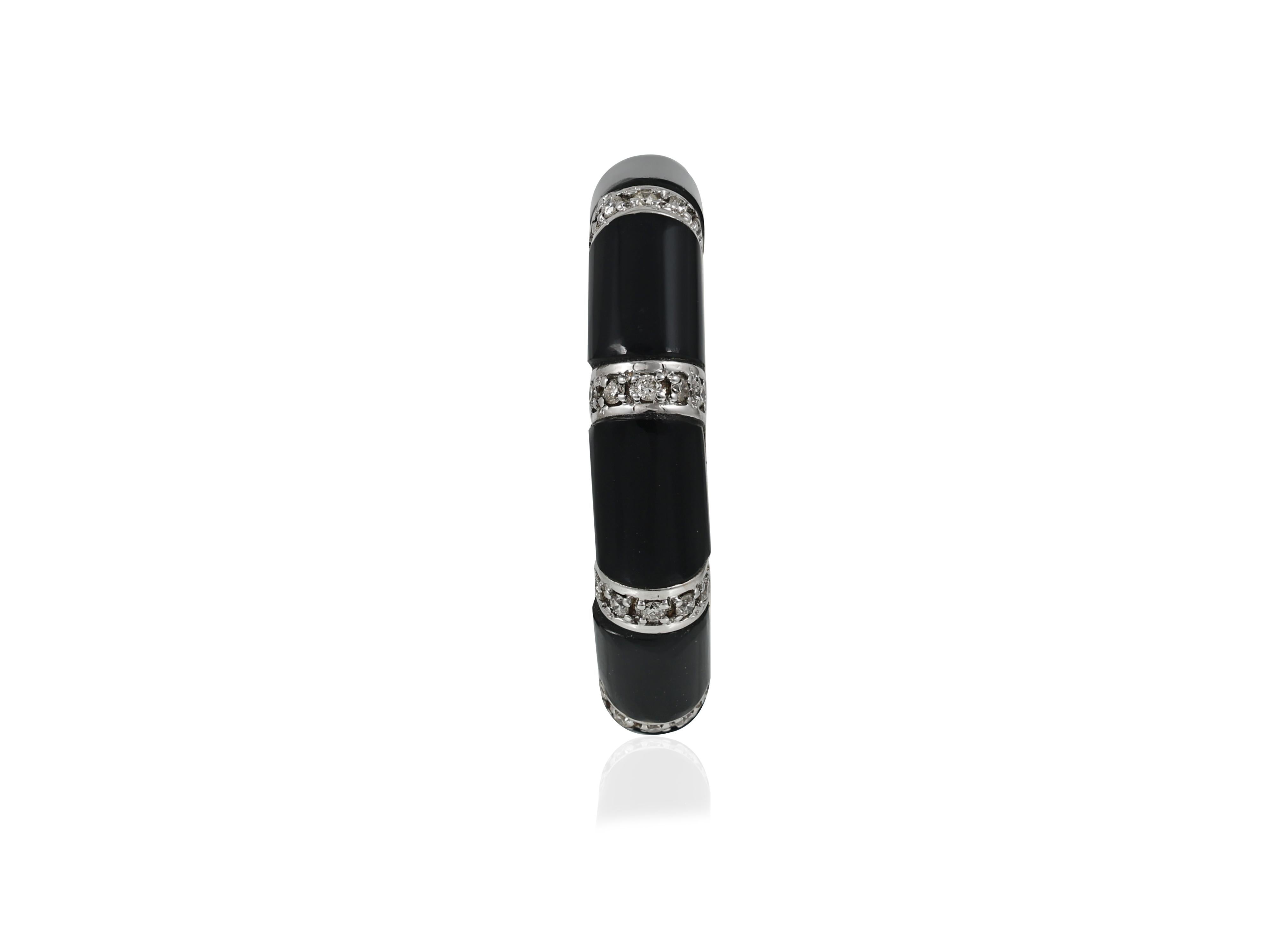 18K gold black onyx band with diamonds For Sale 3
