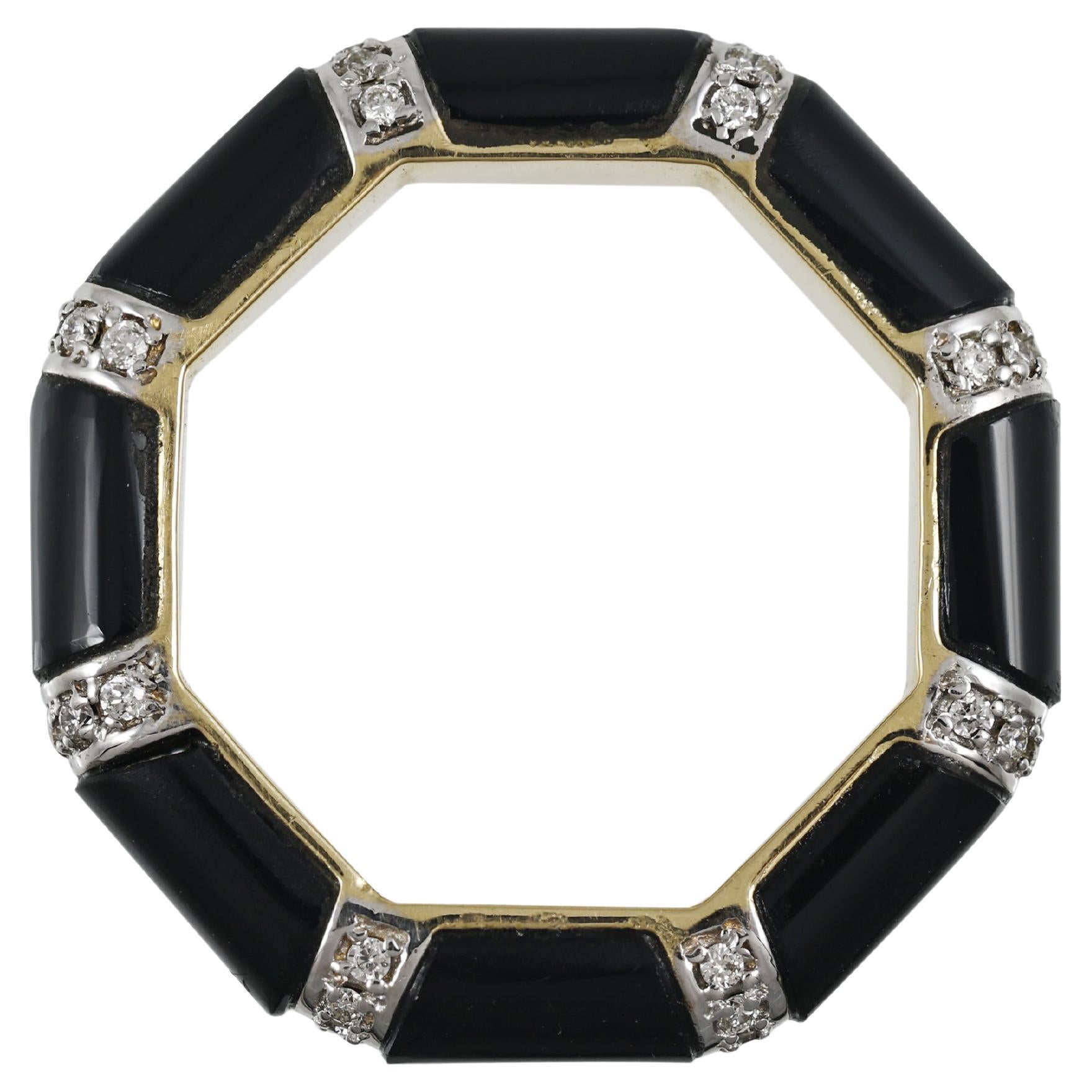 18K gold black onyx band with diamonds